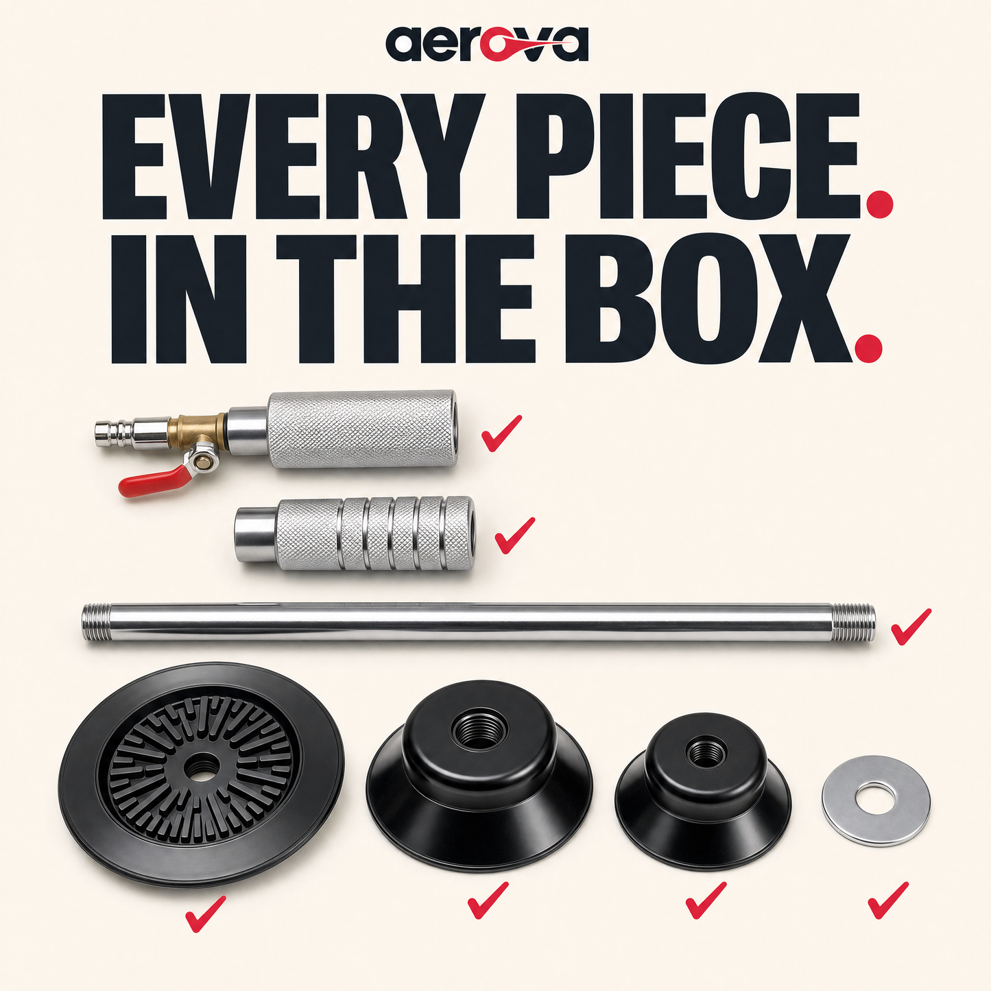 Every piece in the box - complete Aerova dent puller kit