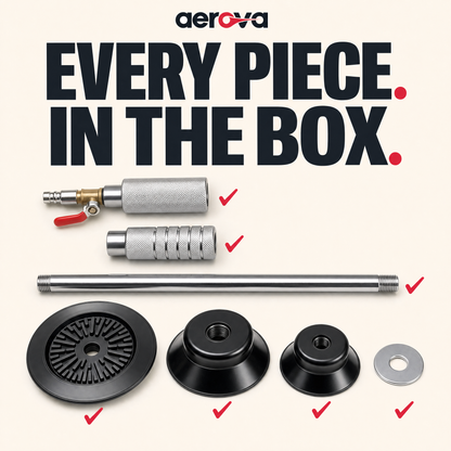 Every piece in the box - complete Aerova dent puller kit