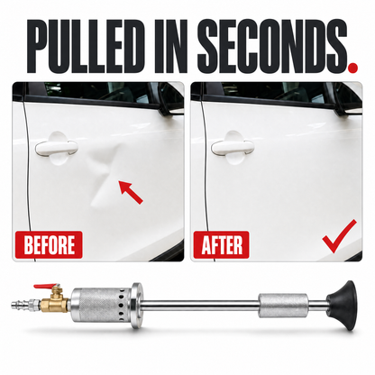 Pulled in seconds - car door dent before and after using the Aerova dent puller